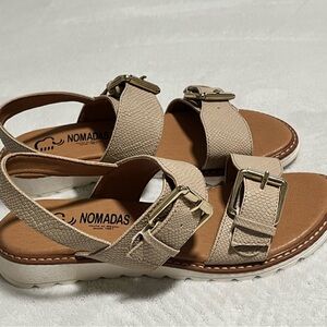 Nomadas Beige Double Buckle Sandals Size 8
